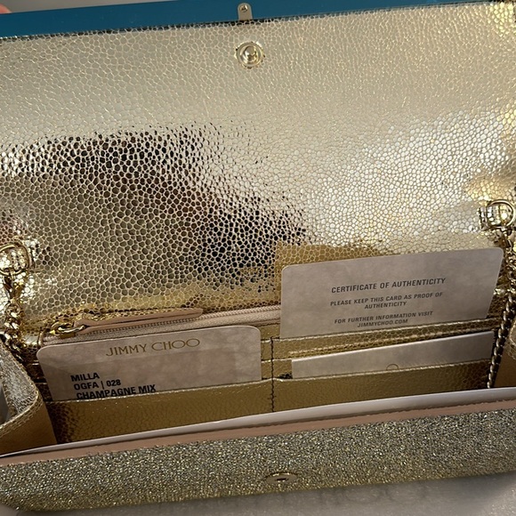 Jimmy Choo Milla Champagne Glitter Clutch - Picture 7 of 8